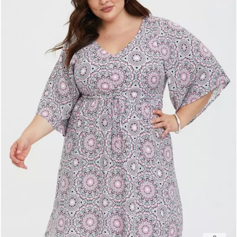 Torrid Challis Medallion Bohemian Geo Print Motif Dress Size Large (Torrid 0)